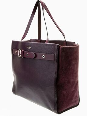 Kate Spade New York Suede Trimmed leather tote purple with Gold Accent NWOT